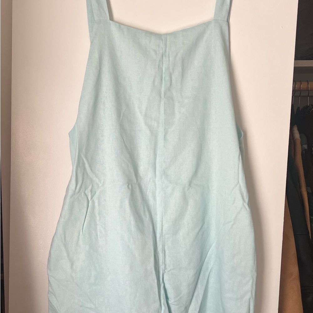NWOT Light Blue Linen Overalls/Romper
